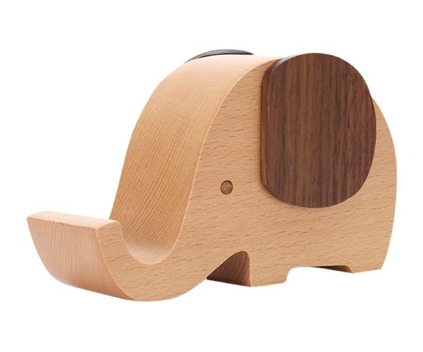 Wood Made Elephant Phone Stand for Smartphone
