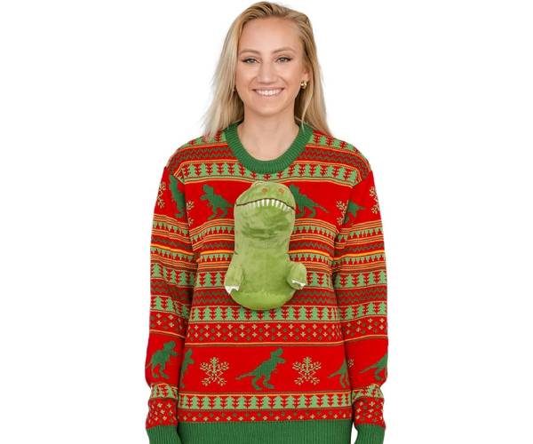 3D T-Rex Adult Ugly Christmas Sweater3 (1)