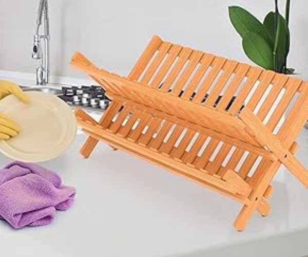 Bamboo Cheese Board and Collapsible Dish Drying Rack3 (1)