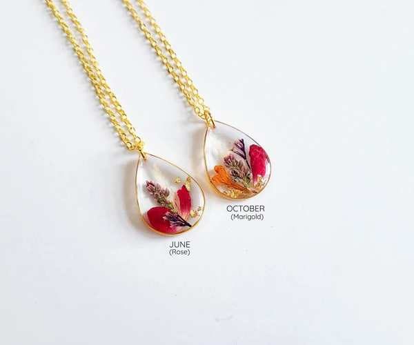 Birth month flower necklace2