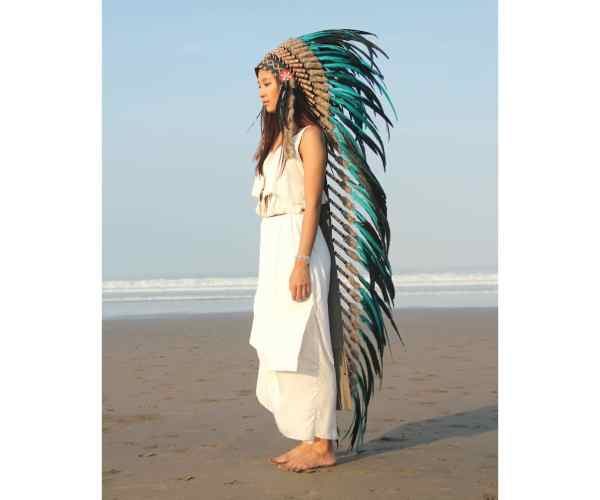 Boho super long length indian headdress2