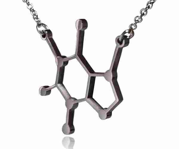 Caffeine Molecule Stainless Steel Necklace2 (1)