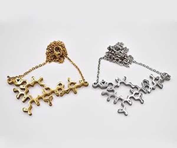 Caffeine Molecule Stainless Steel Necklace3 (1)
