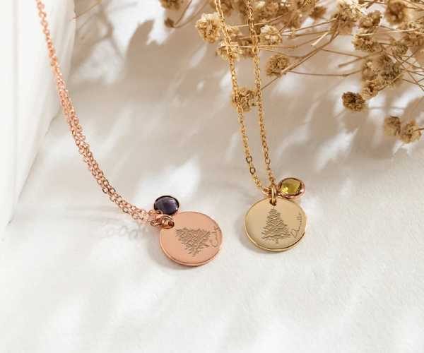 Christmas Tree Necklace with Birthstone2