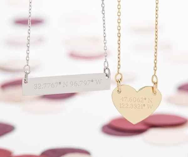 Custom Engraved Sterling Silver Coordinate Bar Necklace4 (1)