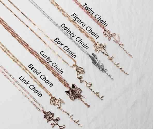 Custom Name Necklace with Birth Flower4