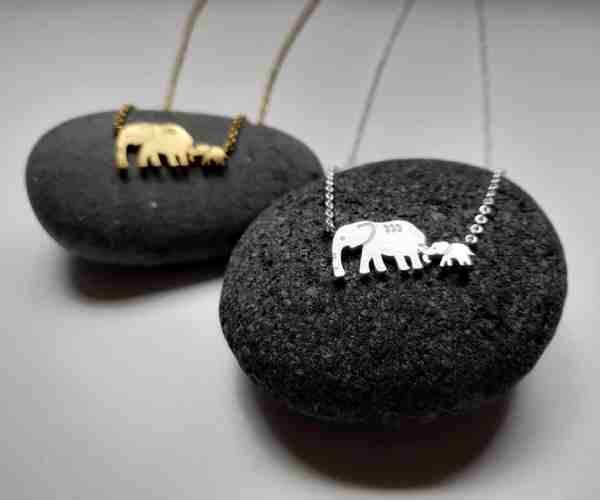 Elephant Baby and Mother Necklace2