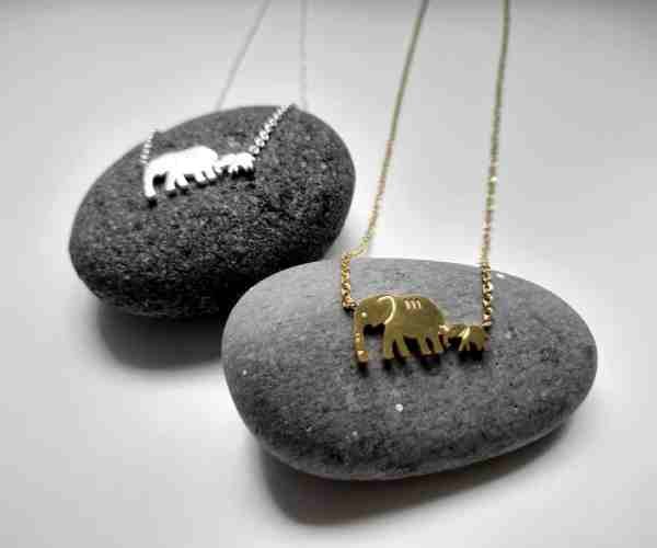 Elephant Baby and Mother Necklace3