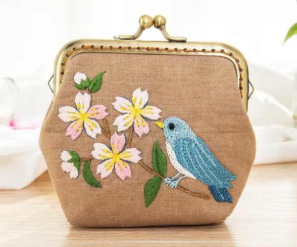 Embroidery Kit, Floral Bird Pattern Storage Bag2
