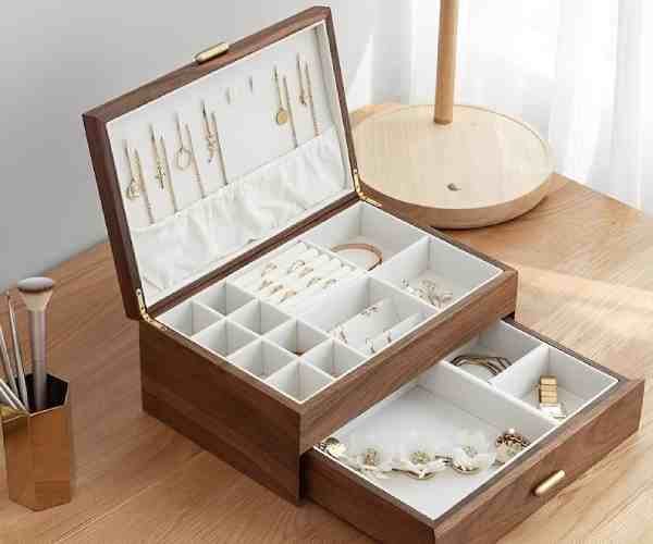 Glass Lid 2 Layer Jewelry Box with Drawer2