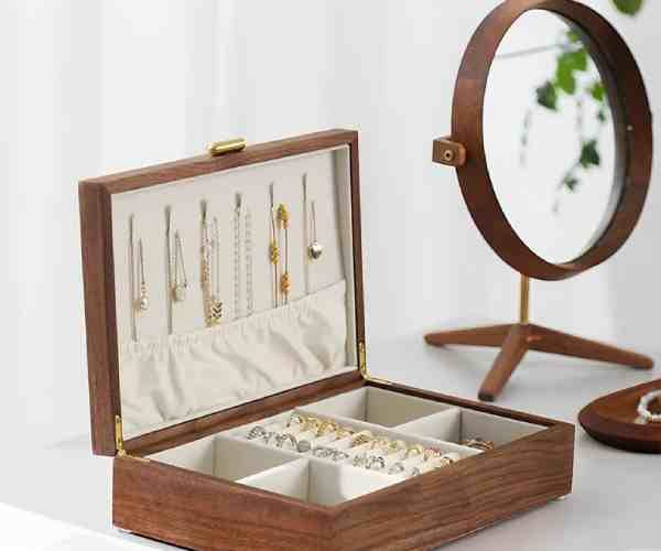 Glass Lid 2 Layer Jewelry Box with Drawer3