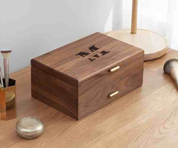 Glass Lid 2 Layer Jewelry Box with Drawer4