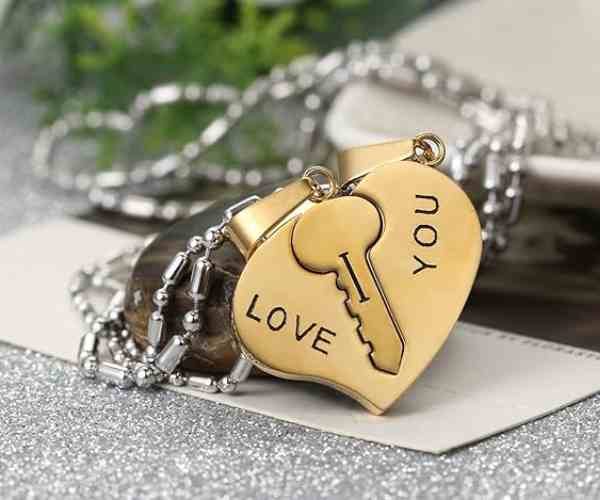 Heart Key Matching Pendant Necklace2 (1)