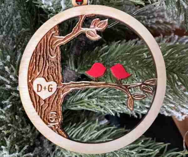 LOVEBIRDS Ornament Personalized Laser2
