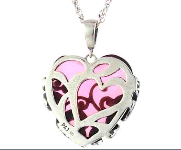 Marcasite and Colored Glass Heart Pendant Necklace3