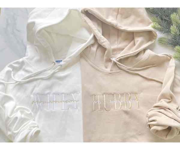 Personalized Embroidered Wifey Hubby Sweatshirt2