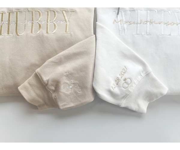 Personalized Embroidered Wifey Hubby Sweatshirt3
