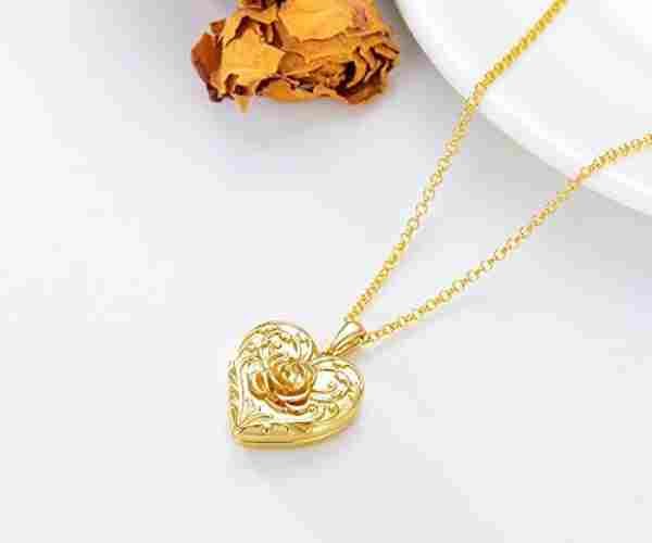 Sunflower, Rose, Daisy Heart Locket Necklace2 (1)