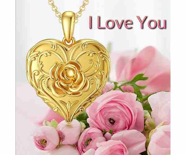 Sunflower, Rose, Daisy Heart Locket Necklace4 (1)