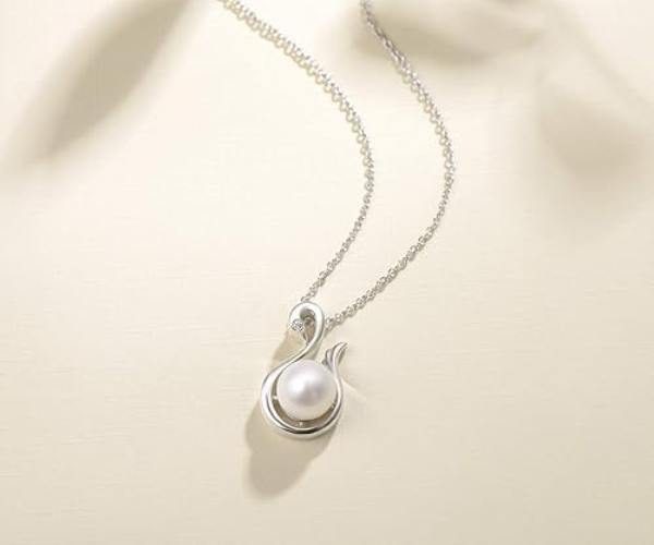 Swan Lake Bird Pearl Pendant Necklace2 (1)