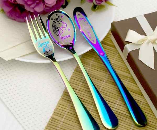 Unicorn Personalized cutlery with engraved name2