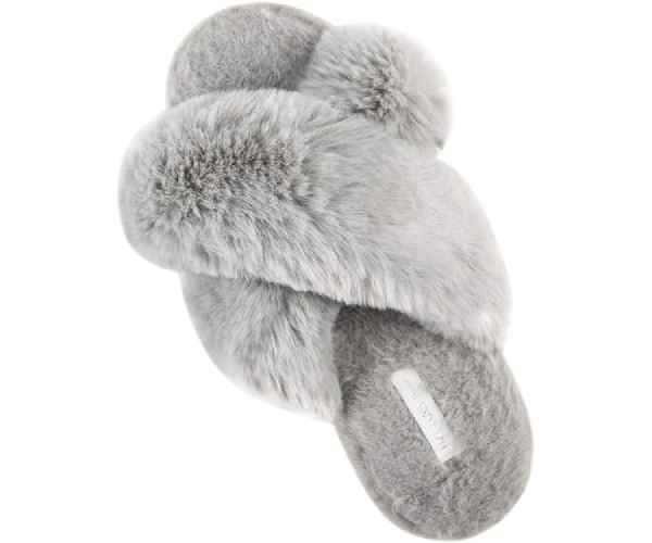 Women's Cross Band Soft Plush Fleece Slippers4 (1)