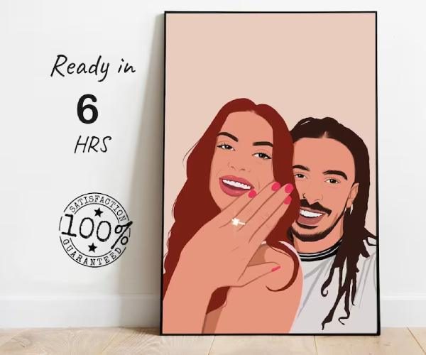 custom couple portrait, couple drawing3